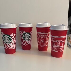 New Starbucks Red and White Holiday Mugs X 4